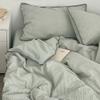 Juego de cama de cuatro piezas de algodón lavado 100% algodón puro Funda de edredón a rayas Sábanas Cama individual de tres piezas Ropa de cama para dormitorio 4 Delicado con la piel