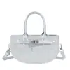 Bolso de Mano de Media Luna Texturizado Estilo Coreano para Mujer 2025 Nuevo Cierre Moda Casual Bolso de Hombro Cruzado Simple para Mujer