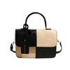 Bolsa pequena portátil estilo coreano, contraste de cores, feminina, inverno, nova, moderna, retrô, pequena bolsa quadrada, texturística, casual, bolsa de ombro para deslocamento