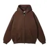 Roupas Masculinas Novas Outono e Inverno 2025 Transfronteiriças Cardigan com Zíper Prata e Pelúcia Interna Moletom com Capuz Tendência Solta Marca Pronto para Venda