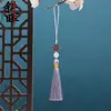 Abanico Dorado Estilo Chino con Borla de Perlas Blancas Caja de Regalo Accesorios Hanfu Colgante Decorativo Marcador de Libros Hecho a Mano