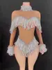 Nuevo Atuendo de Performance para Cantante Femenina, Bar, Ds, Grupo de Chicas, Escenario, Sexy, Diseño Rosa, Malla, Pedrería, Mono de Baile