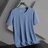 Camiseta de Verano para Hombre de Manga Corta, Tejido de Seda de Hielo Transpirable, Cuello Redondo, Secado Rápido, Deportiva, Media Manga, Casual, Top Delgado