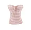 Top tubinho listrado estilo retrô americano para mulheres, novo top versátil de verão sem mangas com design slim fit