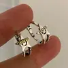 Pendientes de Aro Versátiles de Moda con Letras de Estrella para Mujer Estilo Coreano Diseño Hueco Pendientes de Pentagrama Ins Temperamento Pendientes de Lujo Ligero