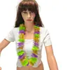 Guirnalda de Tela de Poliéster Más Vendida en el Extranjero con Pétalos Artificiales Dorados, Verdes y Morados Mixtos Estilo Hawaiano Guirnalda para Fiesta