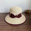 Sombrero de paja con lazo de verano para mujer, nuevo sombrero de playa de paja con protección UV, 2024