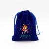 Bolsa de terciopelo azul zafiro con lazo, bolsa de regalo para dulces navideños, bolsa de manzana para Nochebuena, bolsa con cordón, venta al por mayor transfronteriza