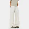 Calça Casual Texturizada Estilo Old Money para Homens, Calça Larga Respirável Fina de Verão, Calça Longa Lisa Estilo Preguiçoso Americano Yamamoto