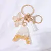 Llavero Colgante de Borla con Letra Inglesa Personalizada de Purpurina Blanca con Resina Epoxi y Colgante de Resina con Pan de Oro, Llavero Sencillo