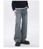 Roupas Masculinas Fengshe / Estilo Outono Extra Longo Estilo Americano Jeans Cool e Estiloso de Caimento Solto com Leve Boca de Sino para Homens Altos