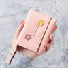 Billetera Corta Explosiva para Mujer, Delgada, Plegable en Tres, Multifunción, Pequeña, Corazón de Niña, Moda, Mini Billetera, Portatarjetas Uno