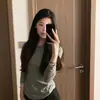 Camiseta Larga de Manga Larga para Mujer, Marca Ins Trendy Estilo Coreano, para Viajar, Otoño 2026, Nueva, Delgado, Moda Casual, Top de Algodón Modal