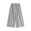 Pantalones de pierna ancha de algodón elástico en la cintura estilo perezoso para mujer, nuevo diseño de un solo botón suelto adelgazante, pantalones casuales rectos para mujer