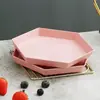 Plato Creativo para Huesos Hexagonal de Paja de Trigo Plato de Frutas Hogareño de Plástico Plato para Snacks Plato de Cena para Niños