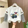 Camiseta de manga larga de algodón puro para niños, top casual de primavera y otoño para niños, camiseta interior simple y holgada para niños mayores