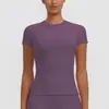 Camiseta de primavera transfronteriza, ropa de yoga de secado rápido, top de manga corta para fitness, cubierta para correr al aire libre, manga corta ajustada para mujer