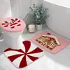 Tapete de Chão de Natal Banheiro Vaso Sanitário Banheiro Absorção de Água Resistente ao Desgaste Conjunto de Três Peças Tapete para Pés Capa de Assento Sanitário Tapete Fácil de Limpar Tapete Decorativo