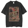 Camiseta de Manga Corta para Hombre de Verano, Estampado Original de la Serie One Piece, Talla Europea Transfronteriza, Lavada Vintage