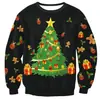 Amazon Europa y Estados Unidos transfronterizo nuevo suéter navideño 3D cuello redondo pullover hombres y mujeres mismo estilo amantes manga larga top