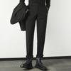Pantalones de Lana para Hombre Otoño e Invierno con Forro Polar Gruesos Recortados Rectos Ajustados Colgante Pantalones Casuales K
