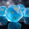 Grupo de Juego de Rol Dnd Juego de 7 Dados para Juego Coc Dnd Rpg D6 D20 Azul Marino Mate Letras Doradas Cristal K9