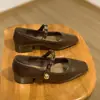Sapatos Mary Jane Versáteis de Couro com Bico Quadrado e Salto Médio 2026 Novo Estilo de Outono com Salto Bloco, Tira de Velcro e Abertura Baixa para Mulheres
