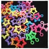 Estrella de cinco puntas hueca de plástico agujero para colgar de plástico estrella de cinco puntas estrellas de color sólido accesorios para joyería DIY material para abalorios