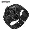 SANDA SANDA 387 Reloj Electrónico Deportivo para Hombre Correa de Resina Reloj para Hombre Alarma Luminosa Reloj para Hombre