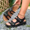Nuevas Sandalias de Comercio Exterior Talla Grande Huecas de Velcro con Suela Gruesa para Mujer, Chanclas de Playa Abiertas Transfronterizas con Suela Suave Cosidas