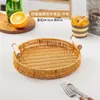 Puesto de Bandeja de Té Exhibidor de Frutas Cesta de Mimbre con Almacenamiento Marco de Madera Cesta de Frutas Marco de Madera Cesta de Frutas Plato Redondo para Pan y Frutas
