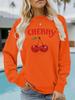 Sudadera de cuello redondo casual de manga larga para mujer de otoño e invierno transfronteriza europea y americana con estampado de cerezas