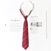 Corbata Jk Borgoña para Mujer, Estilo Japonés, Corbata de Rayas Perezosas Sin Nudo, Uniforme Académico, Foto de Graduación, Accesorio de Uniforme Escolar