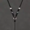 Colgante de Madera de Ébano Vintage para Colgar en el Cuello Cuerda de Collar Colgante con Cordón Grueso para Hombres Colgante de Jade Guanyin
