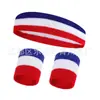 Deportes al Aire Libre Conjunto de Tres Piezas Diadema Colorida Muñequera Algodón Transpirable Absorbente de Sudor Diadema para el Cabello Running Baloncesto Pañuelo de Cabeza de Algodón Absorbente de Sudor