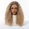 Pelucas Europeas y Americanas Cabello Afro Pequeño Rizado Encaje Frontal 13*4 Raya Media Cabello Largo Rizado Fibra Química Seda de Alta Temperatura Gorro de Cabeza Venta al por Mayor