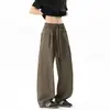 Pantalones casuales de corte inclinado estilo americano para hombre, pantalones rectos holgados deportivos de otoño, pantalones de pierna ancha con diseño moderno para hombre