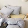 Sábanas de Algodón Lavado Ins Color Puro Juego de Cuatro Piezas Cubre Edredón de Algodón Puro Ropa de Cama Dormitorio Juego de Tres Piezas Sábanas Ajustables