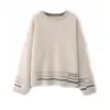 Novo Conjunto de Duas Peças Feminino de Lã Pura Jacquard Vazado Gola Redonda Espesso para Outono/Inverno 2026