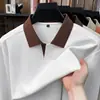 Camisa polo de algodão com trama canelada e gola de gaivota para homens, nova coleção outono 2026, cor sólida, respirável, casual, manga longa para homens