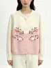 Elegante Casaco Cardigan Tricô Floral Tridimensional em Contraste de Cores 2026 Outono/Inverno Novo Estilo Doce Gentil Cardigan Tricotado para Mulheres