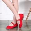 Zapatos de Baile Cuadrado para Mujer, Zapatos de Baile para Adulto con Suela Blanda, Zapatos de Baile de Tacón Bajo para Mediana Edad y Ancianos para las Cuatro Estaciones, Zapatos de Baile de Lona Roja, Nuevo Estilo