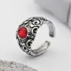 Anel Retro Vintage Europeu e Americano de Liga de Rubi para Homens, Anel para Dedo Indicador, Anel Aberto de Moda Personalizado
