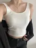 Camisola de algodón acanalado para mujer, corte ajustado, elástica, cuello en U, sin mangas, color liso, simple, adecuada para usar en capas o como top