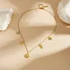 Collar con colgante de concha y estrella de mar estilo oceánico, popular en comercio exterior, cadena versátil de acero inoxidable chapado en oro para mujer, cadena para la clavícula de verano