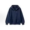 Sudadera con capucha bordada floral de otoño e invierno para mujer, chaqueta casual gris suelta con cremallera y estampado floral