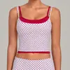 Arena Otoñal Estampado Retro Bloques de Color Rayas Ropa Deportiva Halter Falso Dos Piezas Cintura Ceñida Moldeador Tanque de Yoga para Mujer 1179