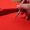 Papel Xuan rojo espolvoreado de diez mil años corte de papel batik cuadrado carácter Fu papel para caligrafía doble cara rojo hecho a mano DIY decoración de ventana papel rojo