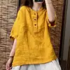Camisa top casual vintage de manga media de algodón y lino holgada de talla grande para primavera y otoño transfronteriza del sudeste asiático