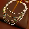 Collar Vintage de Perlas de Vidrio Multicapa Cadena para Clavícula Estilo Palacio Retro Joyería de Lujo Ligero de Alta Gama para Mujeres